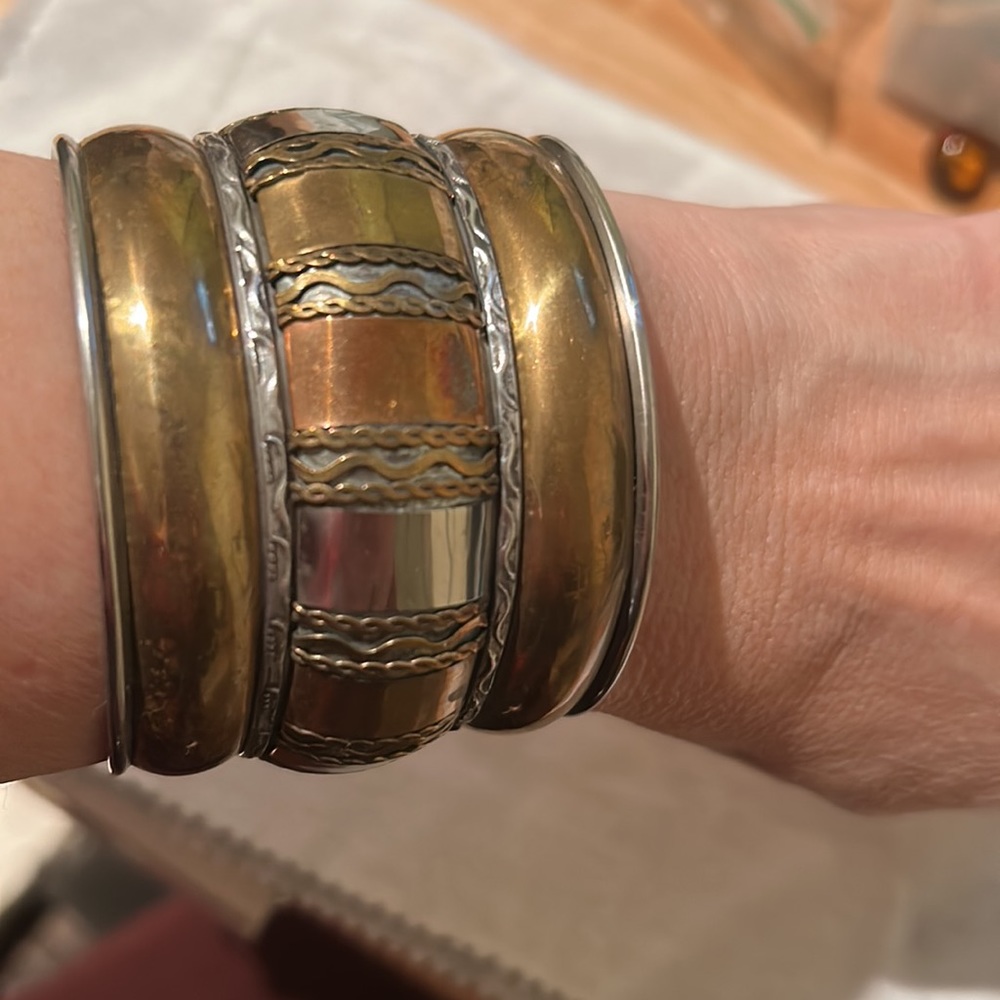 Vintage Brass Copper & Silver Cuff😍